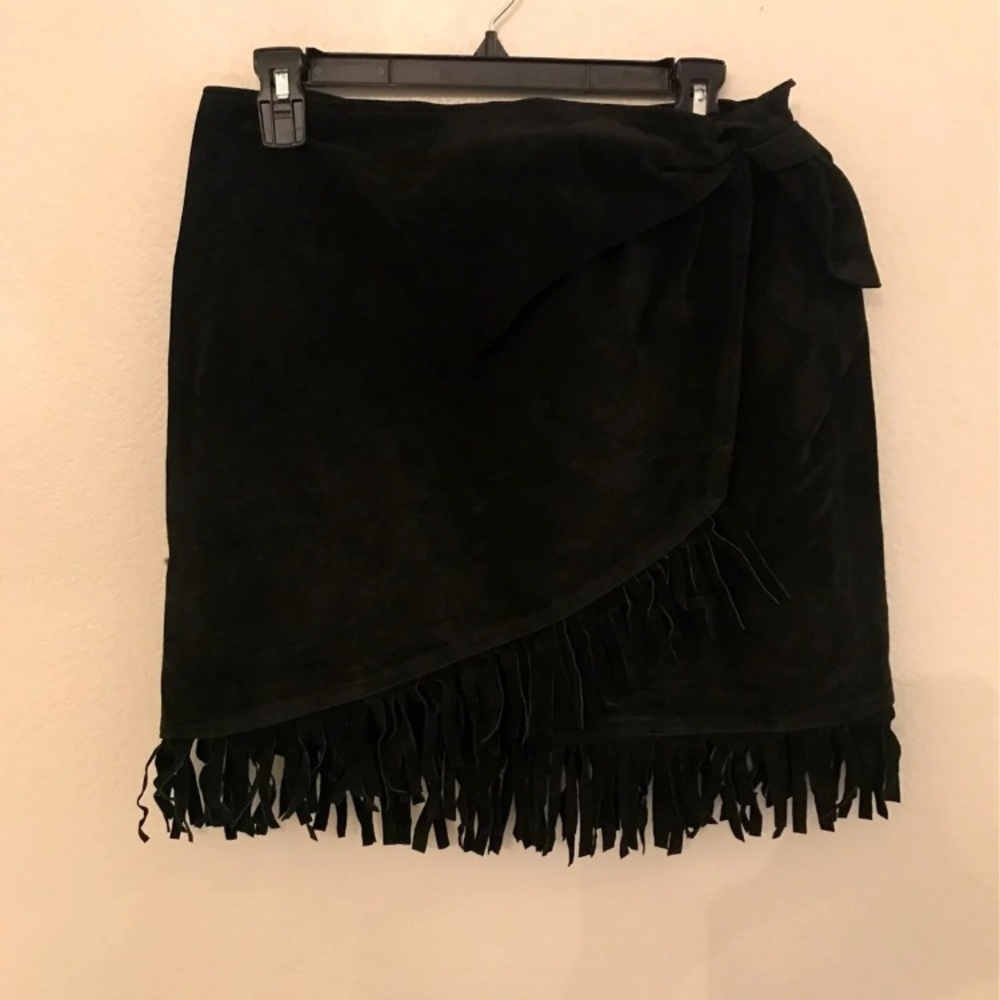Leather suede mini skirt